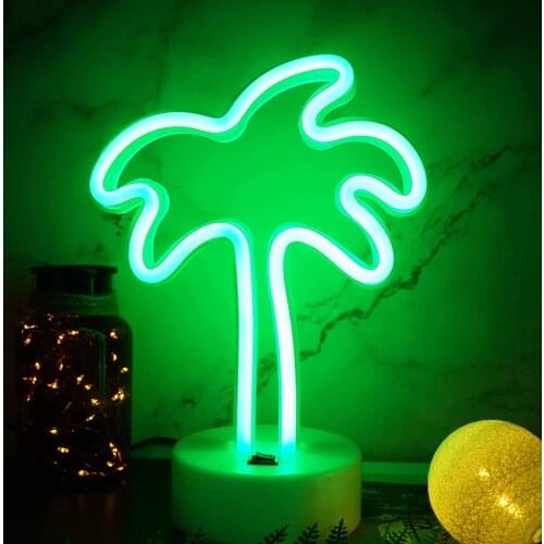 USB Battery Operated Led Neon Light Coconut Tree Cactus Shape Lamp for Home Rooms Kids Gifts Decoration Tabletop Night lights