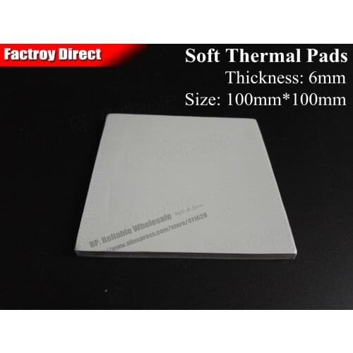 1pcs 6mm Thick, 100mmx100mm Viscous Soft Silicone Thermal Conducting Pads Gasket for Auto Power GPS, Chipset -- RP Reliable