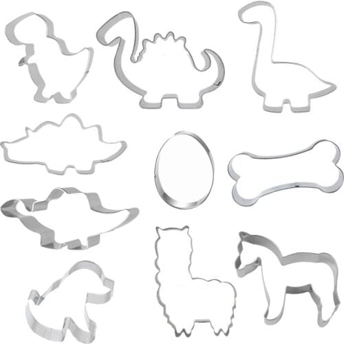 10pcs Cookie Tools Cutter Mould Biscuit Press Icing Set Stamp Mold Dessert Tools Dinosaur Animals Modelling Biscuit Mould Tools