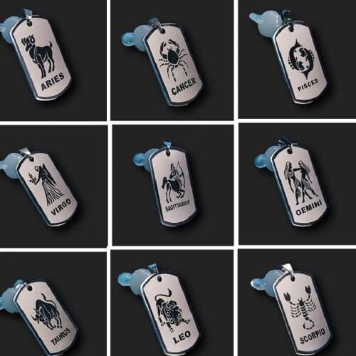 2pcs Retro Large12 Constellation Stainless Steel Necklace Pendant DIY Charm Jewelry Crafts Metal Accessories P676