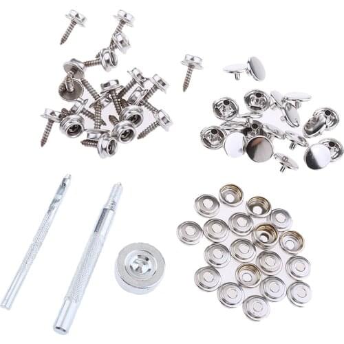 63 Pieces Marine Boat Canvas Snap Cover Fastening Fastener 15mm Screw Studs Repair Kit