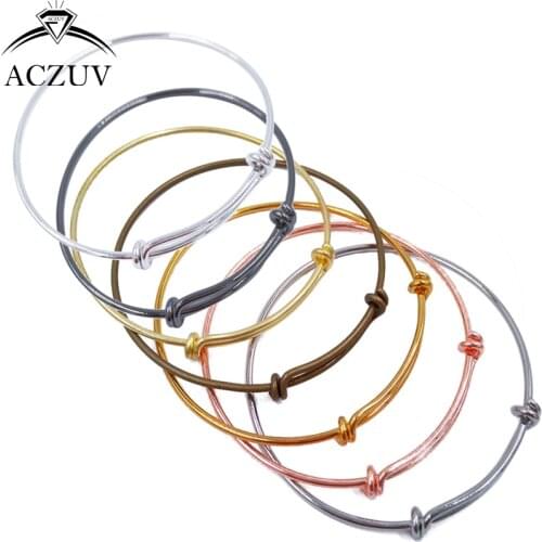 ACZUV 50pcs 2mm Wire 60mm Copper Metal Simple Activity Circle Ring Bracelet Cuffs Bangle Wristband BBS021