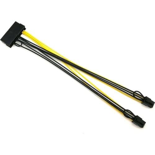 Angitu 100pcs/lot ATX 24Pin to Dual PCI-E 6Pin Power Adapter Cable With Power Starting