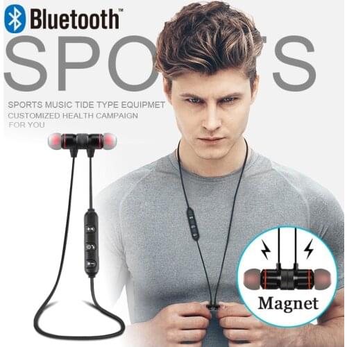 65 cm Wireless Bluetooth 4.1 Earphones Metal Magnetic in Ear Stereo Bass Cordless Sport Earbuds With Microphone