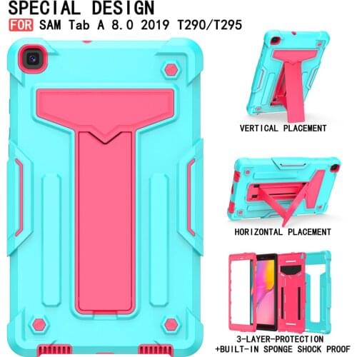 Case for Samsung Galaxy Tab A 8.0 2019 T290 T295 tablet 3 layer protection portable back bracket Heavy Shockproof Cover+Film+Pen