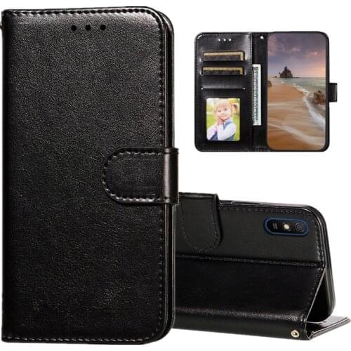 Flip Phone Case For Xiaomi Redmi 9A 6.53 Inch Pure Color PU Leather Silicone Wallet Cover For Redmi9A Bag Fall Protection