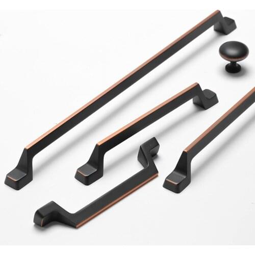 American Style Black Cabinet Knobs and Handles Zinc Alloy Kitchen Handle Door Pulls Furniture Handle Hardware