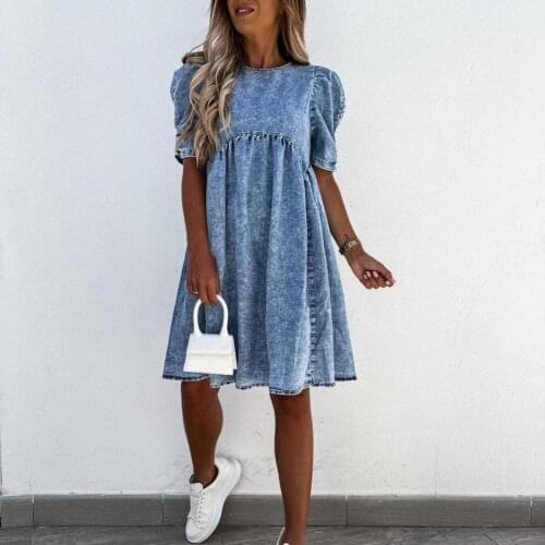 Elegant Stylish Ladies Casual Dress Short Sleeve Pullovers Dress Loose for Wedding