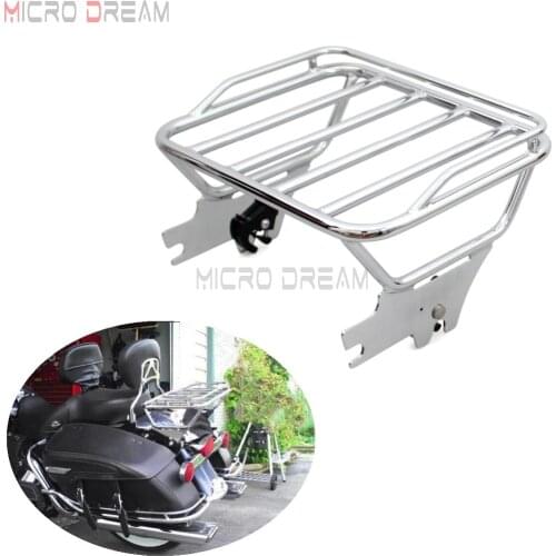 Chrome Motorcycles Sissy Bar Rack Detachable Two Up Luggage Holders Bracket For Harley Touring Road King 1997-2008