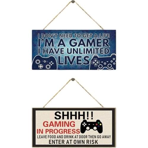 5 Style Gamer Gaming Sign Do Not Disturb/I Am A Gamer/Keep Out Wood Rectangle Plaque Sign Man Cave Bedroom Plaque Decor