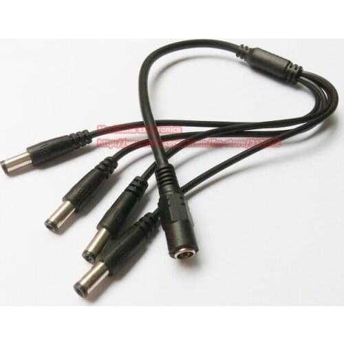 DC female to 4 male Power Splitter Cable For 2.1mm Jack DC 1 to 4 Power Cable for CCTV Camera,5.5x2.1mm, 2pcs ,Free Shipping