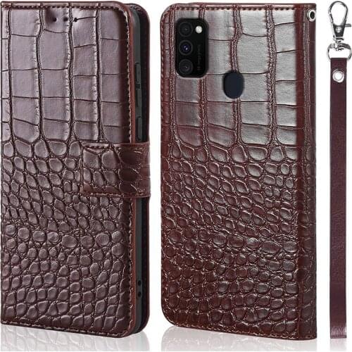 Leather Flip Case For Samsung Galaxy M30S Phone Case For Samsung Galaxy M30S Magnetic clasp crocodile lines cover