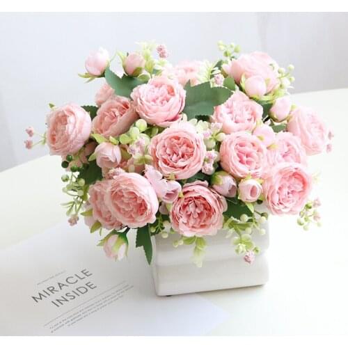Beautiful Rose Artificial Silk Flowers Bride Bouquet Fake Flower for Home Living Room Garden Decoration Wedding Accessories