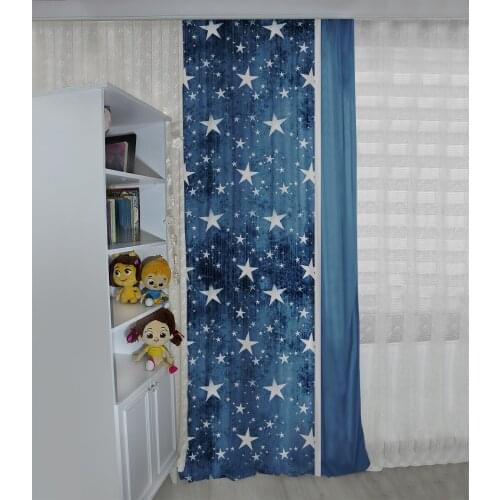 Lacivert çocuk odası perdesi yıldızlar çocuk odası perdesi