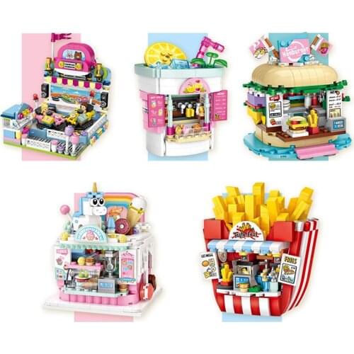 LOZ Mini Street Blocks Ice Cream Cake Shop Assembly Brick Set Educational Architecture Building Block Toys For Kids Xmas Gifts