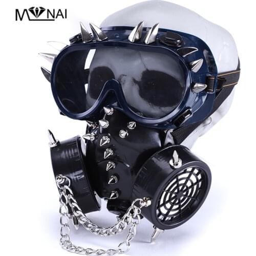 Steampunk Mask with Goggles Gothic Rivets Chins Mask for Cosplay Costume