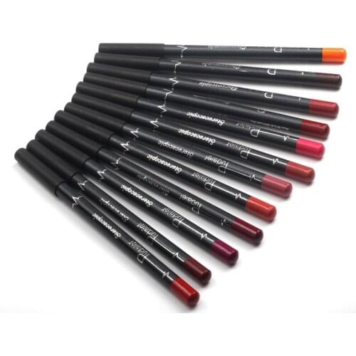 12 Colors Long-Lasting Double Head Lip Pencil Waterproof Matte Lipsticks Smooth Natural Contour Makeup Lip Liner