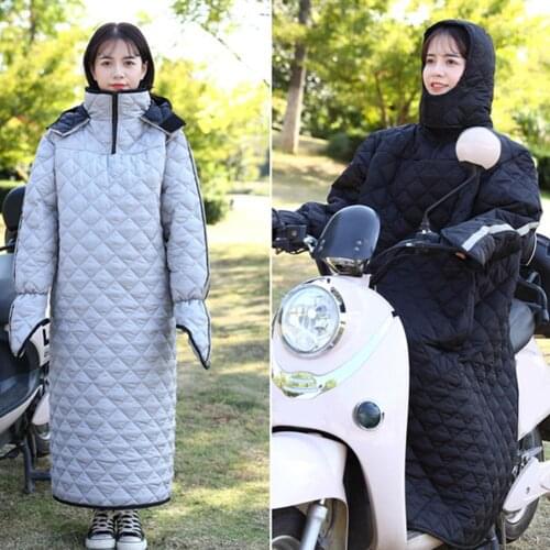 Motorcycle Windshield Quilt With Hat Cap Sleeve Gloves Windproof Winter Motorcycle Electric Bike Quilt Reflective Coat Outdoor