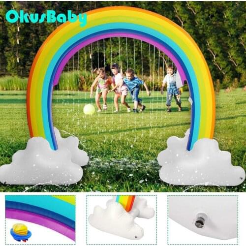 Summer Outdoor Garden Lawn Rainbow Door Bridge Inflatable Spray Water Children Home Play Water Toy Beach Game With Free Pump