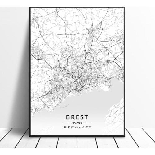 Nice Saint-Etienne Caen Aix-En-Provence Marseille Calais France Canvas Art Map Poster