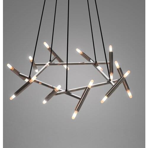 Nordic living room chandelier simple creative ring light luxury dining room lamp modern villa duplex building bedroom chandelier