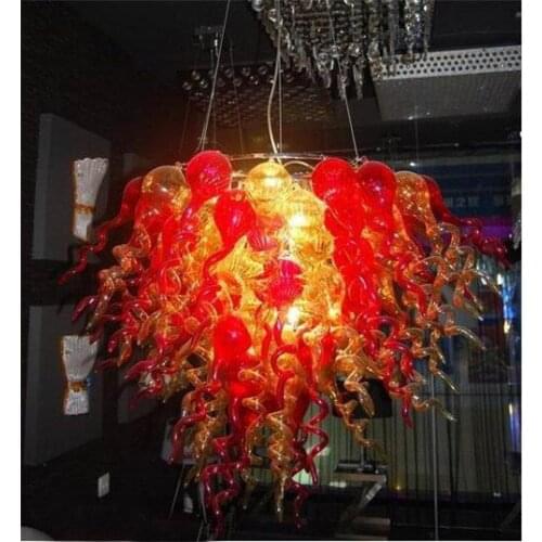 New Arrival Murano Glass Red and Amber Mini Chandelier Home Decorative Furniture