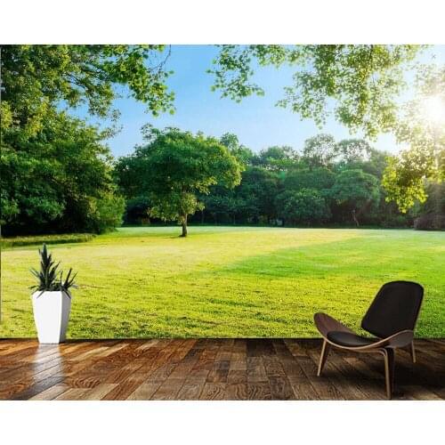 Papel de parede Sunny forest and grass natural landscape 3d wallpaper mural,living room tv wall bedroom wall paper home decor