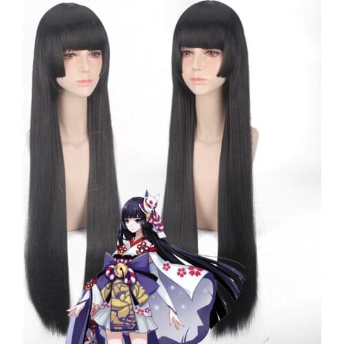 80cm Kakegurui Yumeko Jabami Cosplay Wigs Black Straight Heat Resistant Synthetic Hair Perucas Cosplay Wig