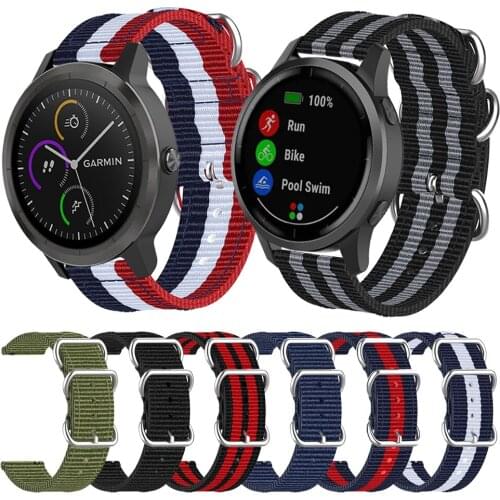 18mm 22mm 20mm Woven Nylon Fabric Strap for Garmin Vivoactive 3 4 4S Band for Garmin Venu Forerunner 245 645 Bracelet Watchbands