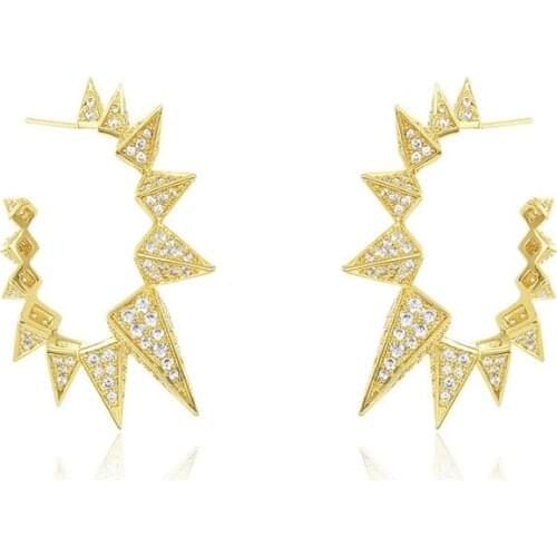Premium diamond earrings female earrings European and American exaggerated jewelry conical geometric retro super flash earrings