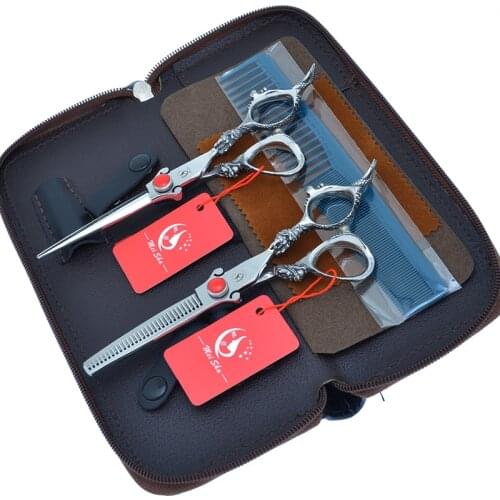 Professional Japan 440C Steel 6" Hair Scissors Set Barber Cutting Shears Salon Hair Thinning Shears Hairdressing Scissors A0150A