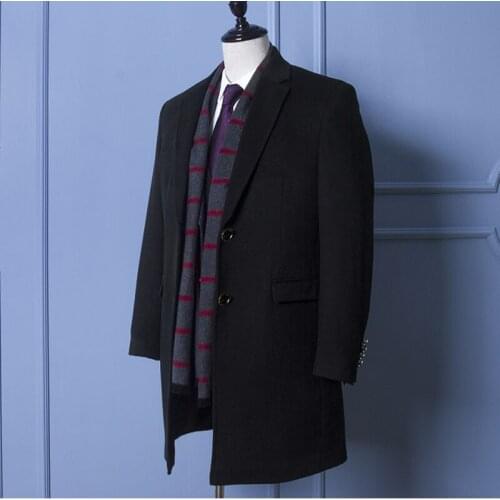 Plus Size 6XL Wool Brand-Clothing Medium Long Mens Winter Jacket Men Overcoat Black Mens Coat WUJ1184