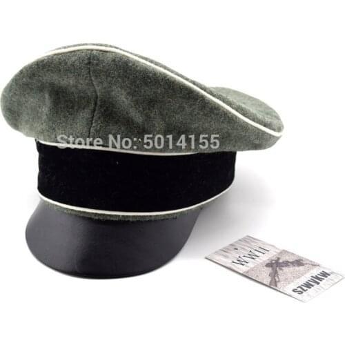 Replica WW2 German Army Field Marshals Generals Officers Crusher Field Visor Hat Cap Hat Sweat Ring Made Leather