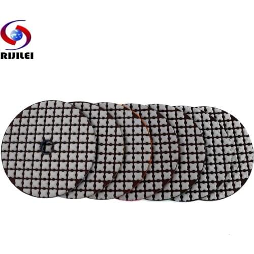 RIJILEI 7 Pcs 100mm Dry Polishing Pad 4 Inch Sharp Type Diamond Polishing Pads For Granite Marble Sanding Disc For Stone ZL30