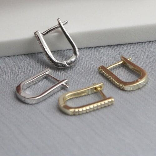 Fashion Charm Real 925 Sterling Silver Hoop Earring Minimalist Pave Zircon Stud Earrings for Women Party Jewelry Gift 9.5x15mm