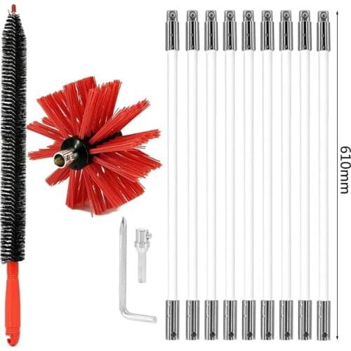 Bendable Cleaning Brush Set for Chimney Fireplace Pipe Stove Range Hood Sweeping