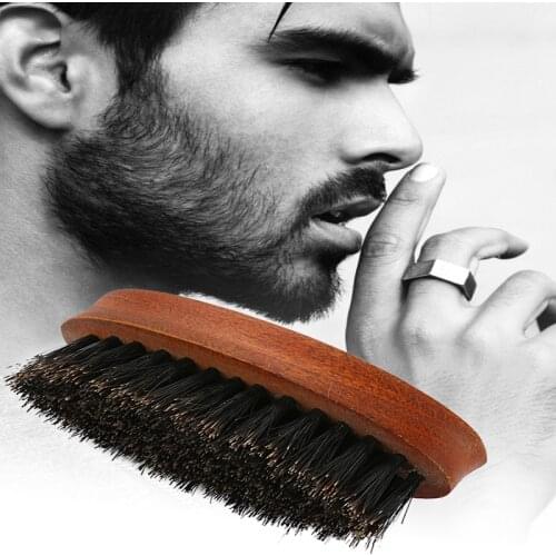 Wooden Handle Beard Brush Natural Wild Boar Bristle Shaving Wave Brush Brosse Barbe Tools Beard Shaping Tool Men Moustache