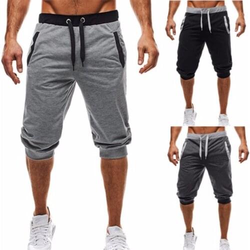 New Shorts Men Hot Sale Summer Leisure Knee Length Shorts Color Patchwork Joggers Short Sweatpants Trousers Men Bermuda Shorts