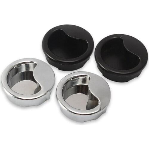 2pcs Hidden Door Cabinet Handles Zinc Alloy Black Round Pulls Invisible Drawer Wardrobe Knobs Decoration Furniture Hardware