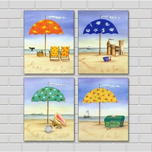 4 Piece Picnic at the Sea Beach Modern Canvas Wall Art HD Picture Canvas Print Paintings For Living Rooms Decor Unframed