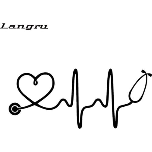 Langru 15*6.3cm Personalized Nurse Stethoscope Heartbeat Vinyl Decal Stickers Window Car Accessories Jdm