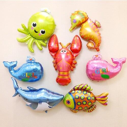 Birthday balloon sea animal shape balloon birthday cartoon animal theme party decoration aluminum foil balloon wholesale