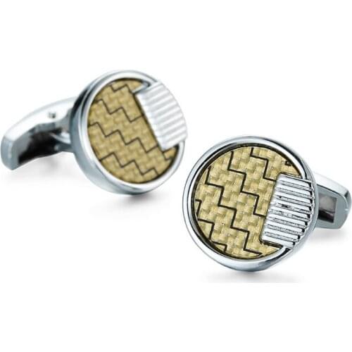 XKZM Jewelry fashion shirt cufflink for mens gift Brand cuff button Yellow fiber cuff link High Quality abotoaduras