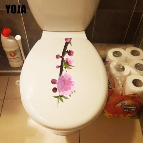 YOJA 23*8.1CM Peach Blossom Branch Creative Home Wall Sticker Decal WC Toilet Seat Decoration T1-0542