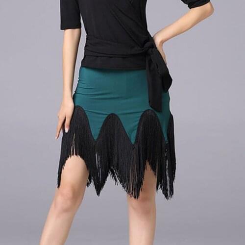 Fringe Design Women Latin Dance Skirt Patchwork Tassel Latin Dancing Cloth Samba Tango Chacha Dancing Performamnce SS040