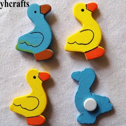 100PCS/LOT,Yellow blue duck wood stickers,Easter Spring crafts.Kids room decoration DIY toys,Craft material,Scrapbooking kit
