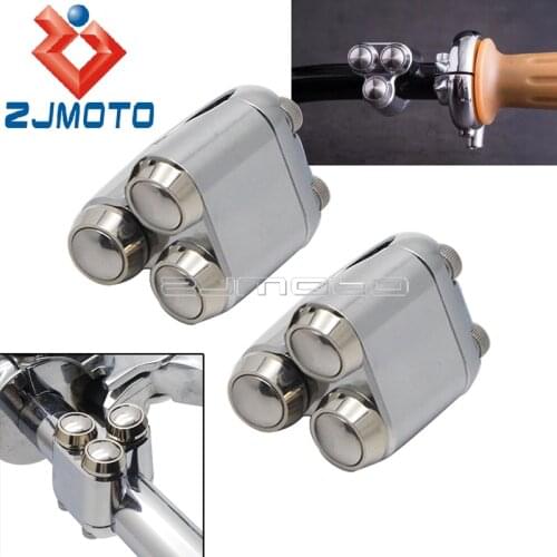 2PCS CNC 25mm 22mm Motorcycle Switches Handlebar Mount Switch Control Unit Micro Mini Switch For Yamaha Honda Suzuki Bobber Dyna
