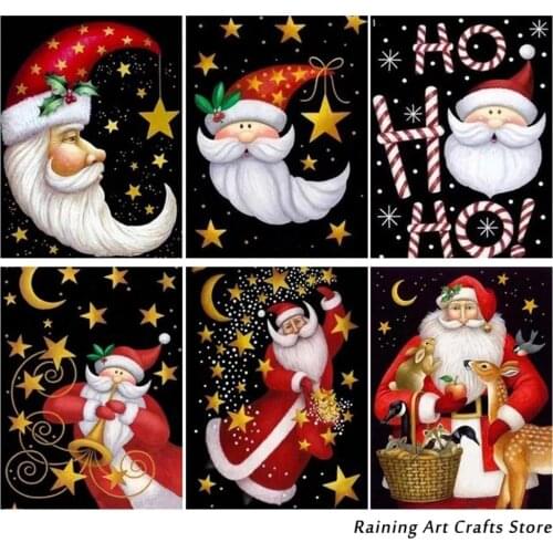 5D Diy Diamond Painting Christmas Santa Claus Stars Moon Full Drill Embroidery Cross Stitch Kits Mosaic Pictures Decoration Gift