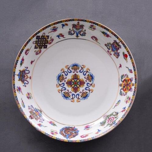 7inch Jingdezhen Ceramic Food Plate Chinese Bone china Color Enamel Tableware Kitchen Utensils Porcelain Dinner Plates Dish Gift