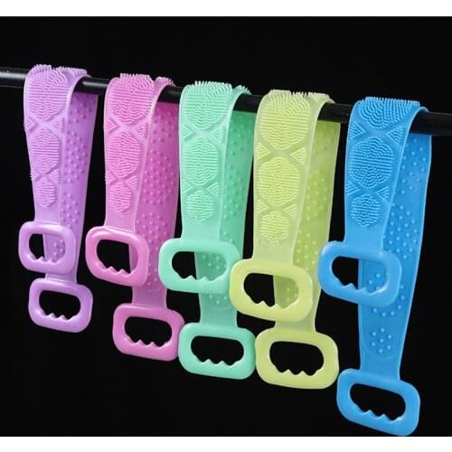 ZK20 Bath Towel Bath Back Massage take a shower Easy To Clean Pull Back Strip Silicone Bath Towel Soft Skin care Gadget